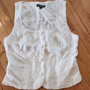 J. Crew Women's White 100% linen vest